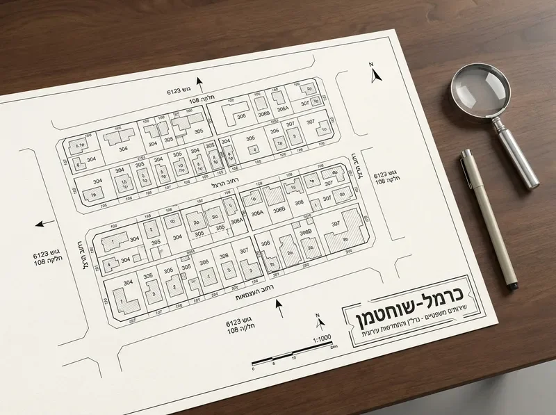 תוכנית אדריכלית — מפת חלקות עירונית